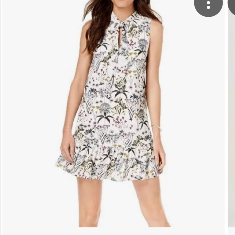 NWT- size SMALL Maison Jules floral sleeveless tie neck ruffle hem dress